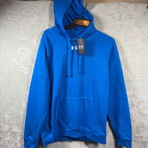 Under Armour NEW UA Rival Sweatshirt Fleece Hoodie Mens Sz M Blue Pockets Logo